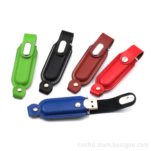 Leather Custom USB Flash Drive Pouch Style Can Take Hot Stamp and Laser Engrave Logo
